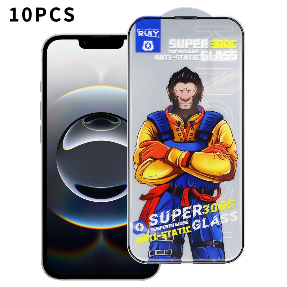 For iPhone 17e / 16e 10Pcs Full Screen Protector 300C Large Arc Anti Static Silk Printing HD Clear Tempered Glass Film - As Shown - 1