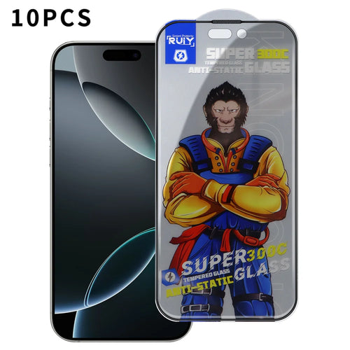 For iPhone 16 Pro 10Pcs Anti-Spy Full Screen Protector 300C Large Arc Anti Static Silk Printing Tempered Glass Film - As Shown - 1