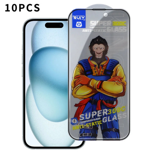 For iPhone 15 Plus 10Pcs Anti-Spy Full Screen Protector 300C Large Arc Anti Static Silk Printing Tempered Glass Film - As Shown - 1