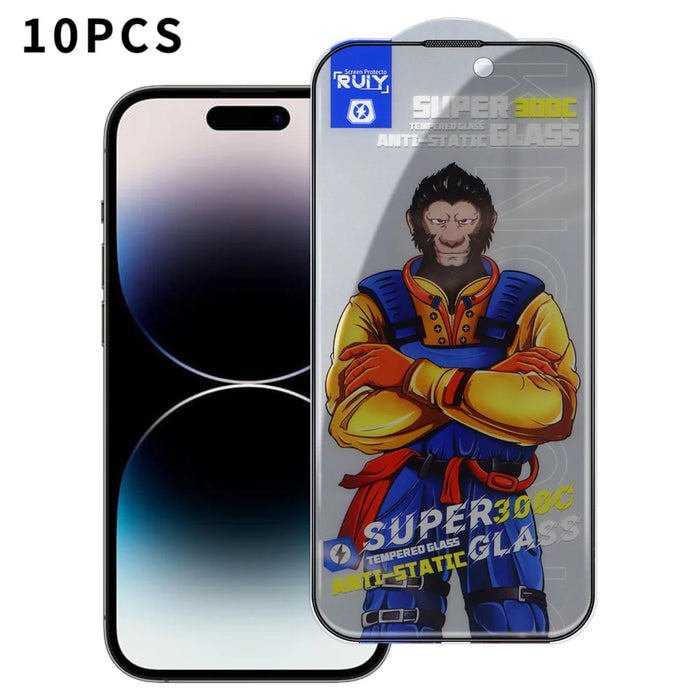 For iPhone 14 Pro Max 10Pcs Anti-Spy Full Screen Protector 300C Large Arc Anti Static Silk Printing Tempered Glass Film - As Shown - 1