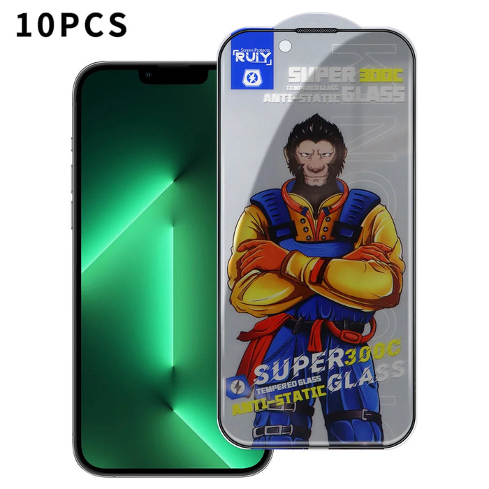 For iPhone 13 Pro Max 10Pcs Anti-Spy Full Screen Protector 300C Large Arc Anti Static Silk Printing Tempered Glass Film - As Shown - 1