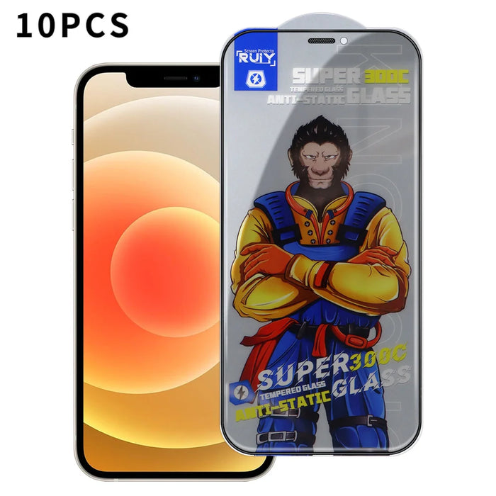 For iPhone 12 10Pcs Anti-Spy Full Screen Protector 300C Large Arc Anti Static Silk Printing Tempered Glass Film - As Shown - 1