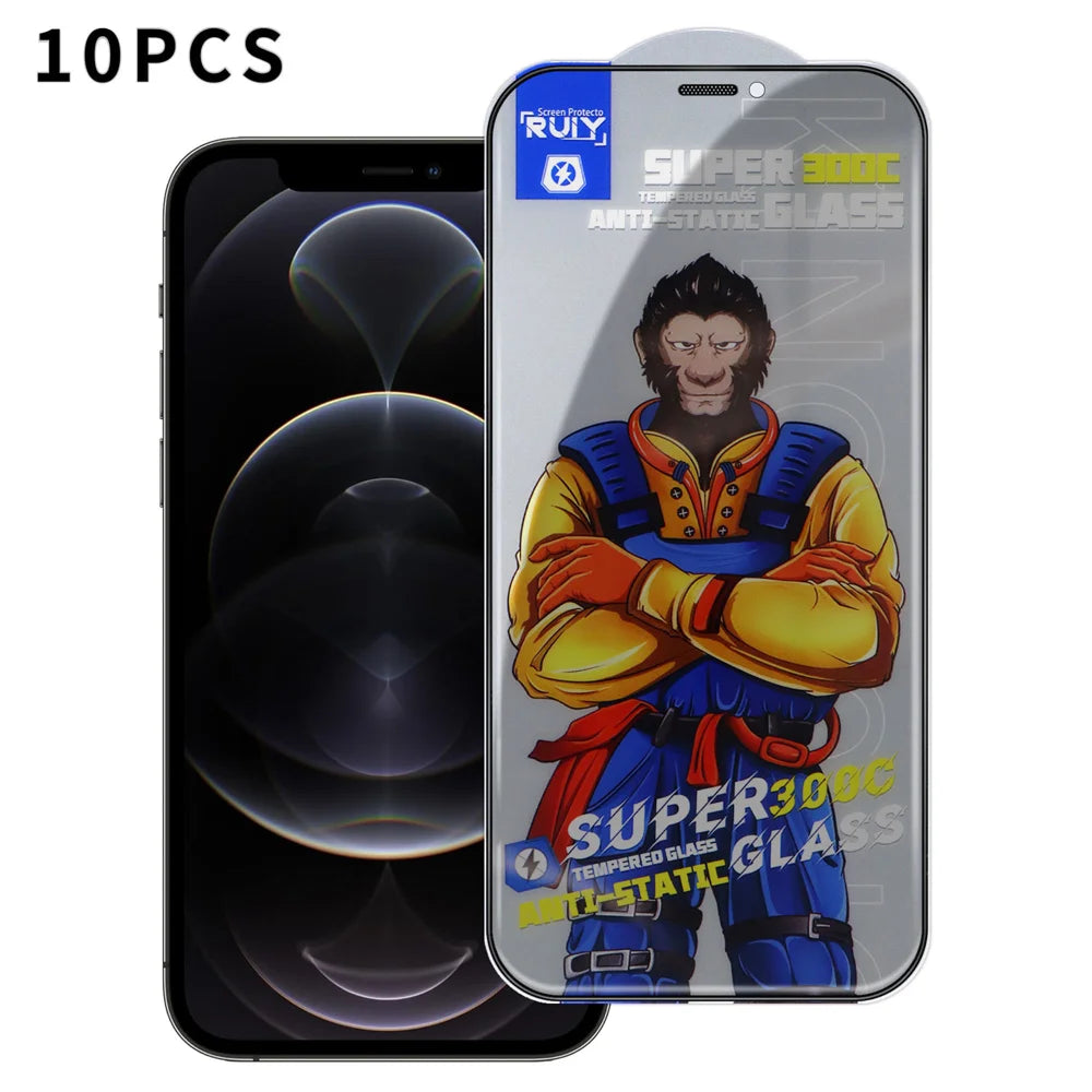 For iPhone 12 Pro Max 10Pcs Anti-Spy Full Screen Protector 300C Large Arc Anti Static Silk Printing Tempered Glass Film - As Shown - 1