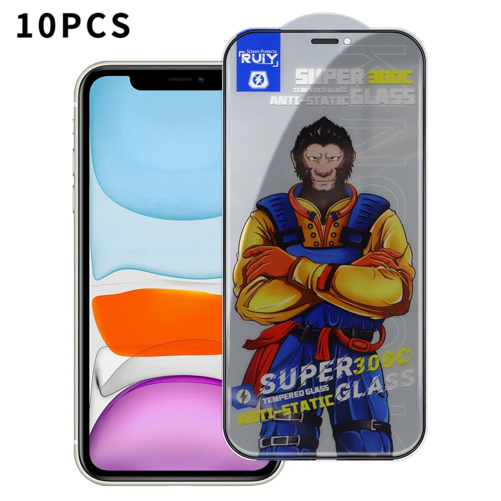 For iPhone 11 10Pcs Anti-Spy Full Screen Protector 300C Large Arc Anti Static Silk Printing Tempered Glass Film - As Shown - 1