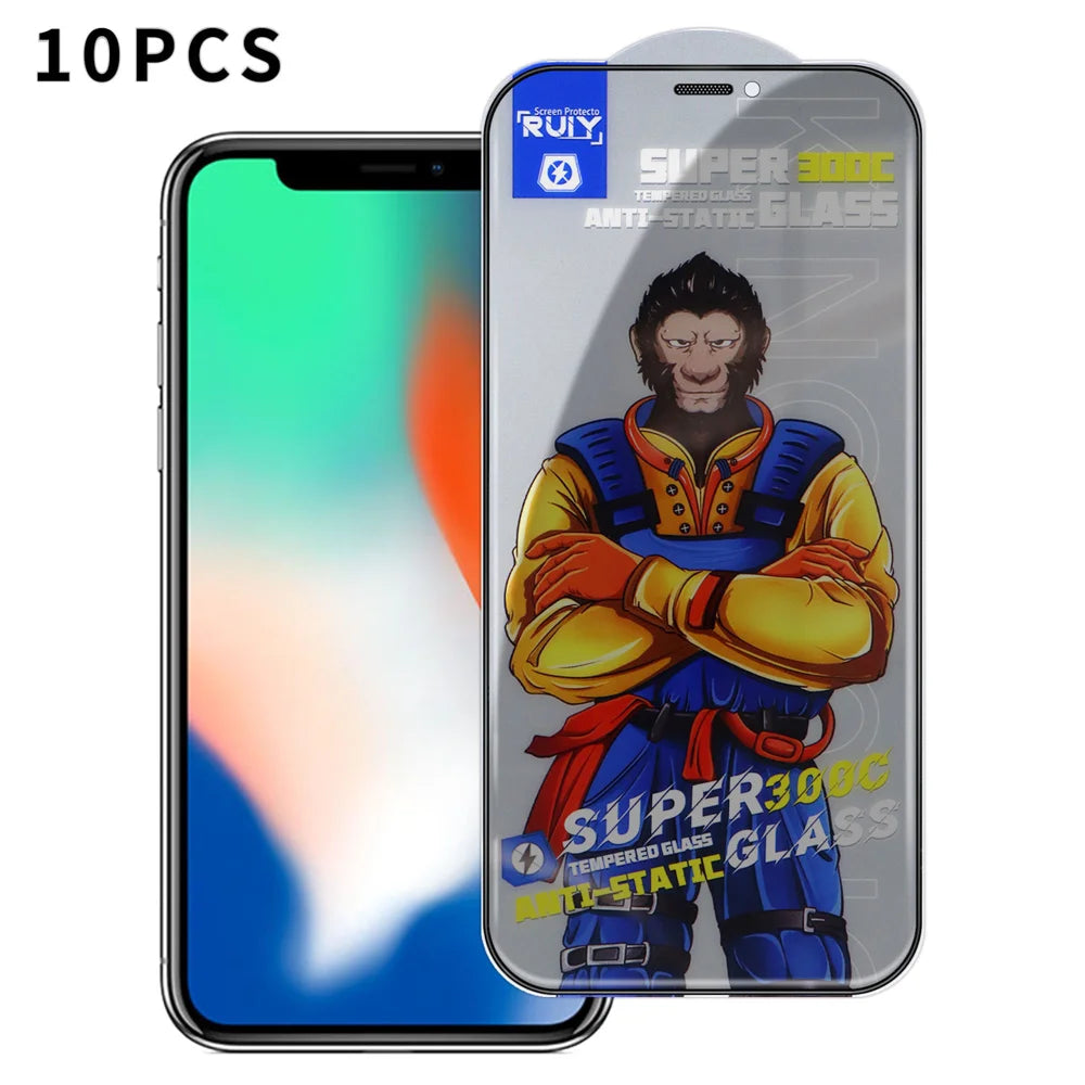 For iPhone X 10Pcs Anti-Spy Full Screen Protector 300C Large Arc Anti Static Silk Printing Tempered Glass Film - As Shown - 1