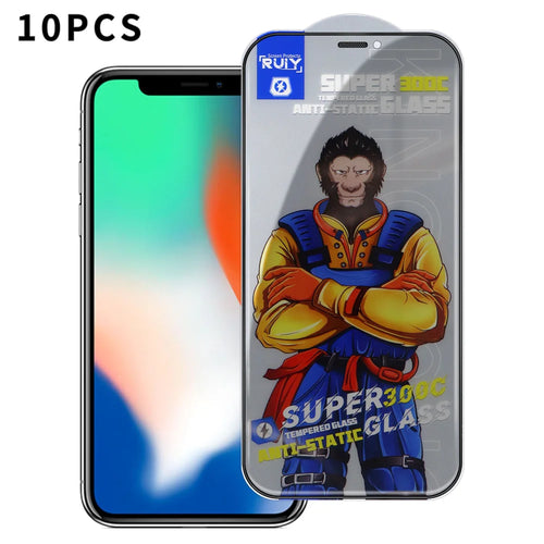 For iPhone X 10Pcs Anti-Spy Full Screen Protector 300C Large Arc Anti Static Silk Printing Tempered Glass Film - As Shown - 1