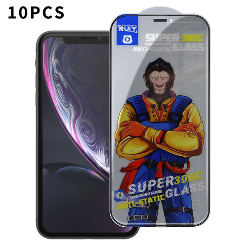 For iPhone XR 6.1 inch 10Pcs Anti-Spy Full Screen Protector 300C Large Arc Anti Static Silk Printing Tempered Glass Film - As Shown - 1