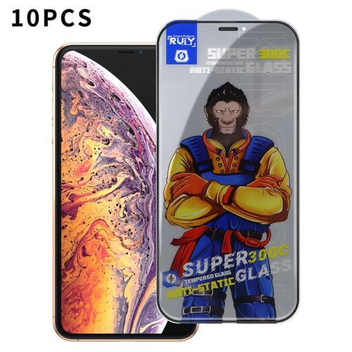 For iPhone XS Max 6.5 inch 10Pcs Anti-Spy Full Screen Protector 300C Large Arc Anti Static Silk Printing Tempered Glass Film - As Shown - 1
