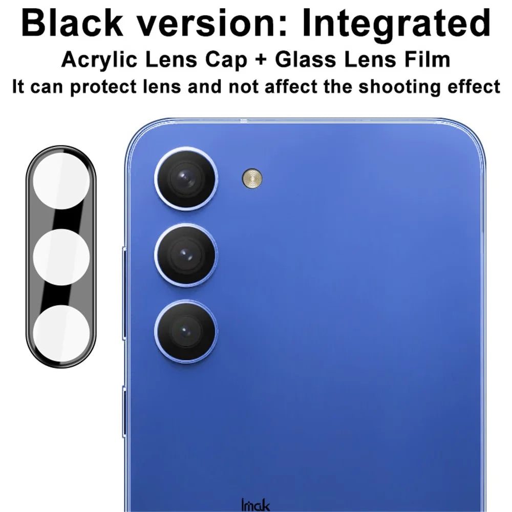 IMAK Tempered Glass Lens Protector + Acrylic Lens Cap for Samsung Galaxy S23+ / S23, Protective Camera Lens Film (Black Version) - 2