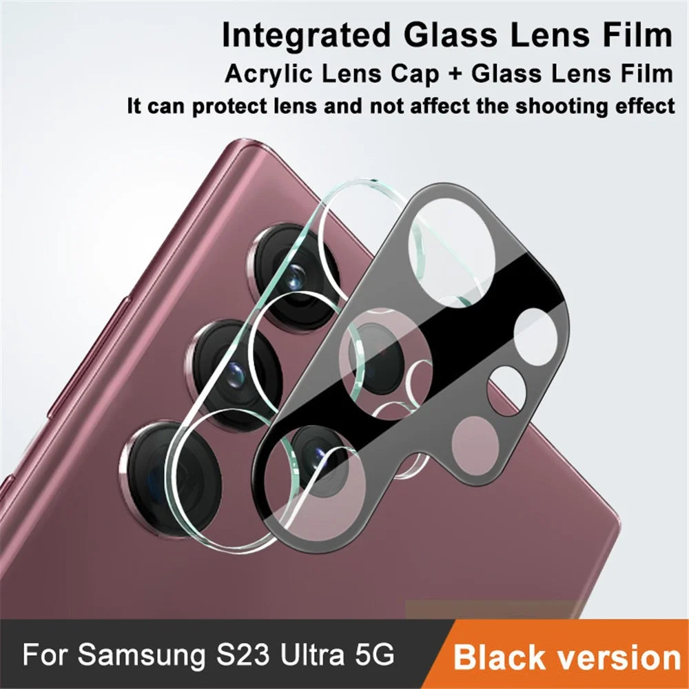 IMAK For Samsung Galaxy S23 Ultra Tempered Glass Lens Film + Acrylic Lens Cap Wear-Resistant Camera Lens Protector (Black Version) - 2