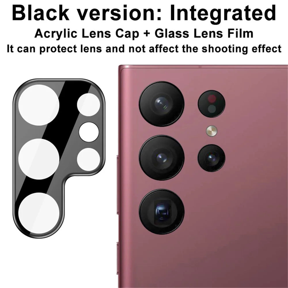 IMAK For Samsung Galaxy S23 Ultra Tempered Glass Lens Film + Acrylic Lens Cap Wear-Resistant Camera Lens Protector (Black Version) - 3