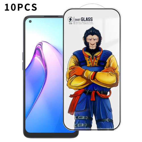 For Oppo Reno8 5G (Global Version) 10Pcs Full Screen Protector 3D Arc 120C Anti-Static Silk Printing High Aluminium-silicon Glass Film - As Shown - 1