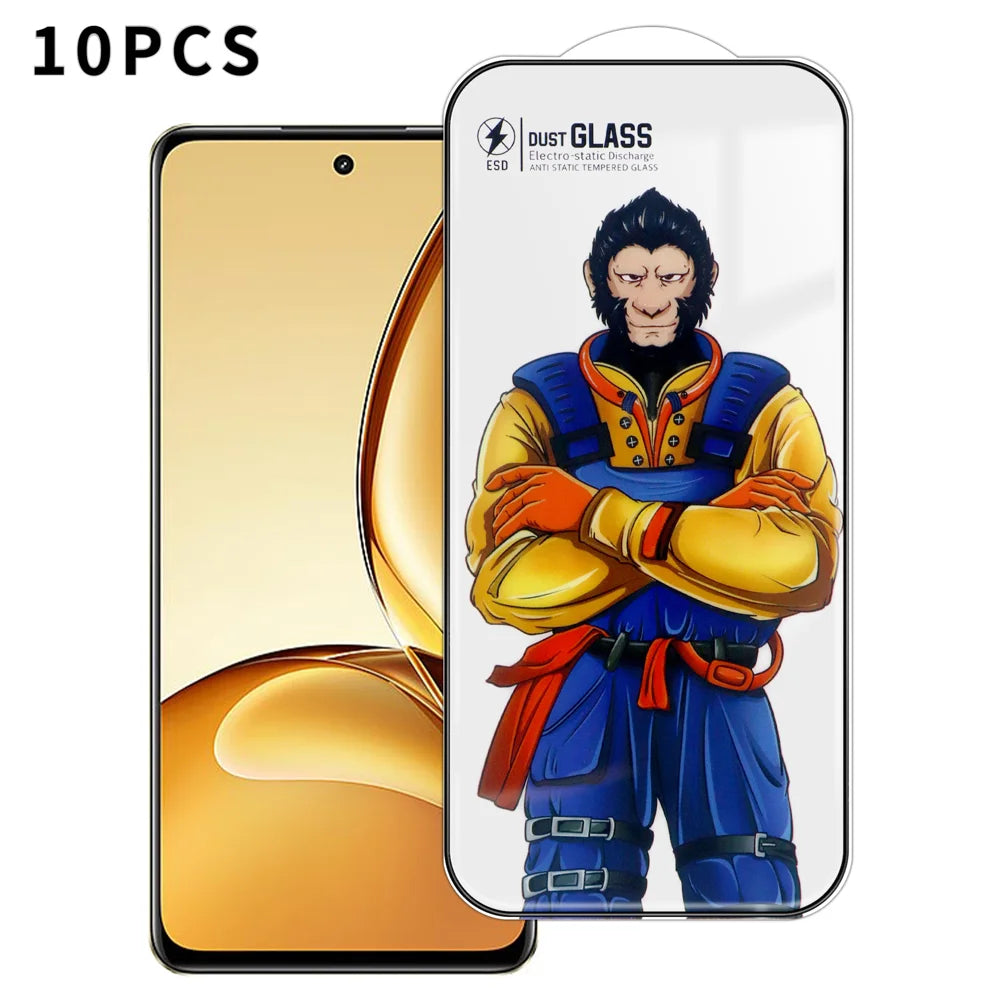 For Realme V60 5G 10Pcs Full Screen Protector 3D Arc 120C Anti-Static Silk Printing High Aluminium-silicon Glass Film - As Shown - 1
