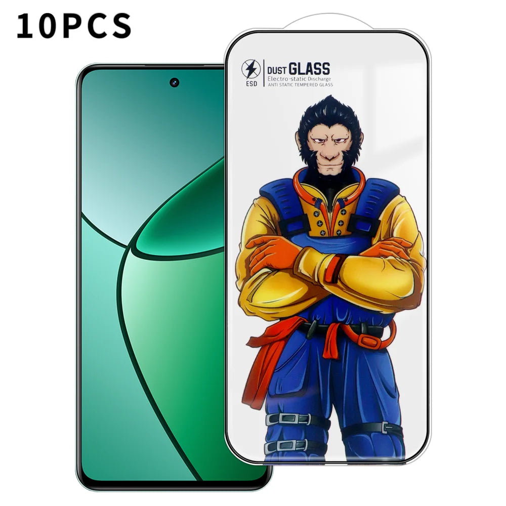 For Realme 12+ 5G 10Pcs Full Screen Protector 3D Arc 120C Anti-Static Silk Printing High Aluminium-silicon Glass Film - As Shown - 1