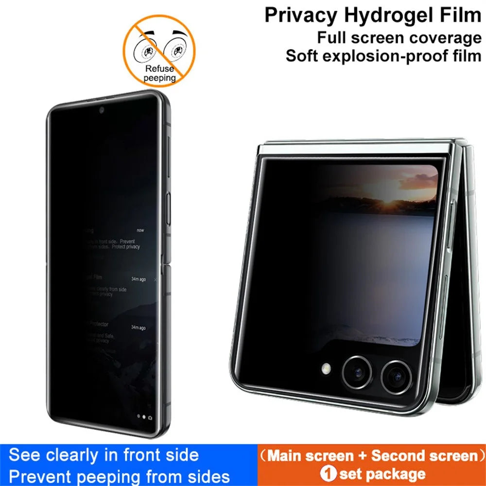 IMAK Privacy Hydrogel Film III for Samsung Galaxy Z Flip8 / Z Flip7 5G 1 Set Anti-Spy TPU Full Screen Film (Front Screen + Inner Large Screen) - 4