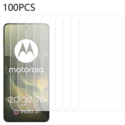 100Pcs For Motorola Edge 70 5G / Moto X70 Air Screen Protector Full Glue Anti-Scratch Tempered Glass Film (NOT Complete Covering) (No Package, with Wipes Set, Dust-absorber, Guide Sticker) - 1