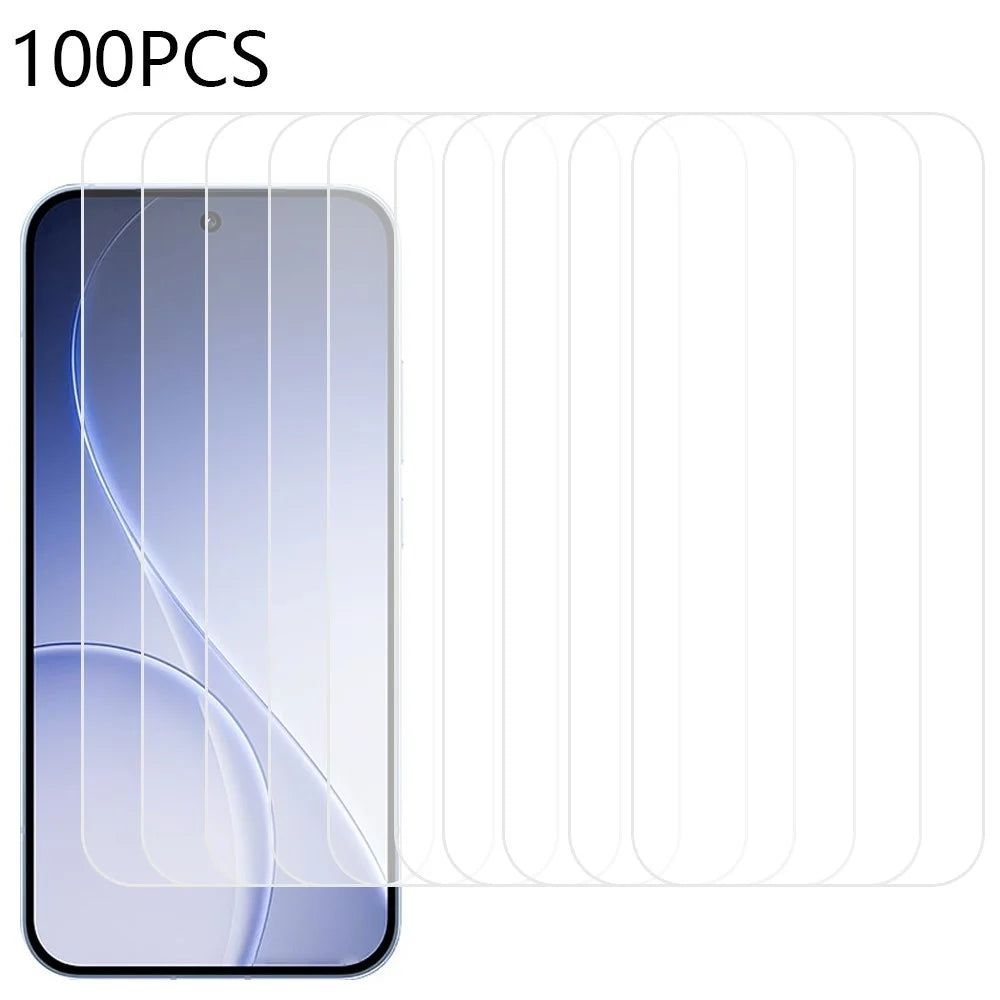 100Pcs For Oppo Reno15 Pro 5G (Global) / Reno15 5G (China) Screen Protector Full Glue Anti-Scratch Tempered Glass Film (NOT Complete Covering) (No Package, with Wipes Set, Dust-absorber, Guide Sticker) - 1