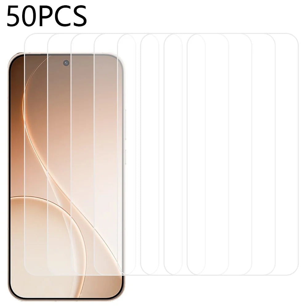 50Pcs For Oppo Reno15 Pro Max 5G (Global) / Reno15 Pro 5G (China) Screen Protector Full Glue Tempered Glass Clear Screen Film (NOT Complete Covering) (No Package, with Wipes Set, Dust-absorber, Guide Sticker) - 1