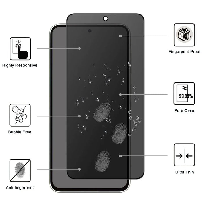 For Samsung Galaxy A37 5G Tempered Glass Screen Protector 2.5D Arc Edge Anti-Spy Film - 2