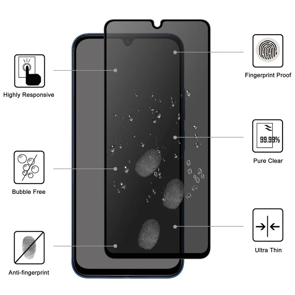 Tempered Glass For Xiaomi Redmi 15C 4G (EU) (173mm)  /  15C 5G (EU) (173mm) Full Screen Protector 2.5D Arc Edge Anti-Spy Film - 2