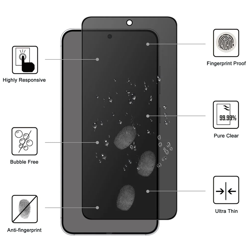 For Samsung Galaxy S26+ Tempered Glass Full Screen Protector 2.5D Arc Edge Anti-Spy Film - 2