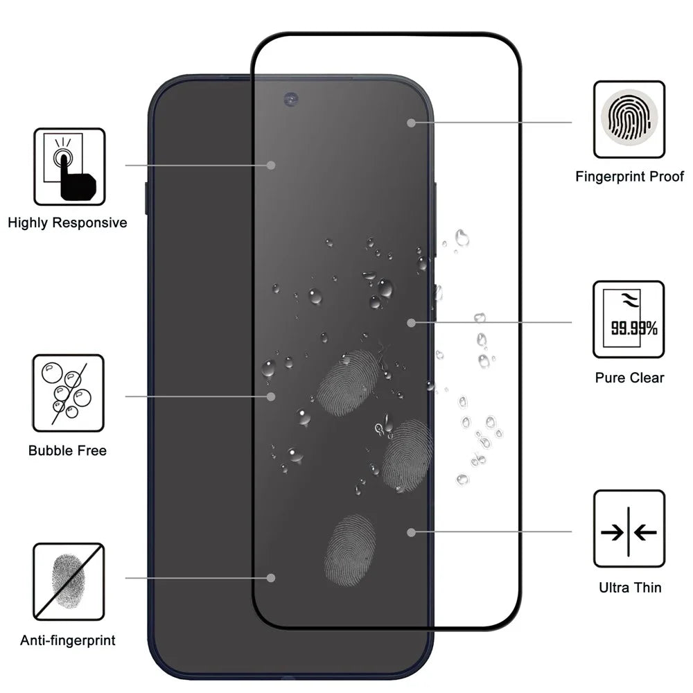 For OnePlus 15 5G AGC Tempered Glass with Black Edge Full Glue Full Coverage Screen Protector - 2