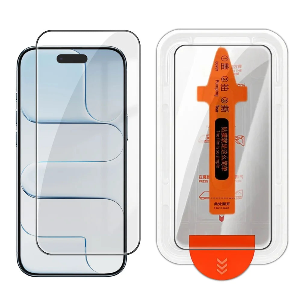 For iPhone Air Full Screen Protector HD Clear Silk Printing High Aluminium-silicon Glass Film with Dust Removal Installation Frame - As Shown - 1