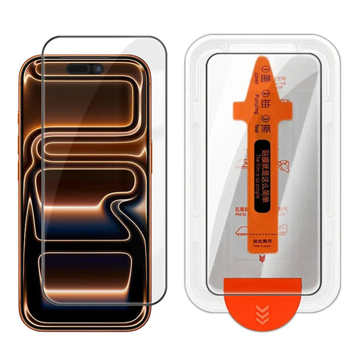 For iPhone 18 Pro / 17 Pro Full Screen Protector HD Clear Silk Printing High Aluminium-silicon Glass Film with Dust Removal Installation Frame - As Shown - 1
