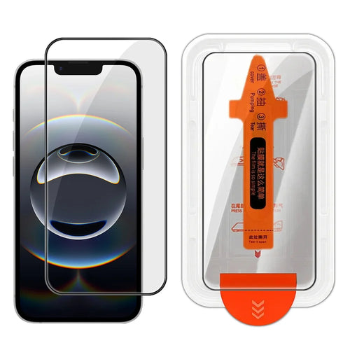 For iPhone 17e / 16e Full Screen Protector HD Clear Silk Printing High Aluminium-silicon Glass Film with Dust Removal Installation Frame - As Shown - 1