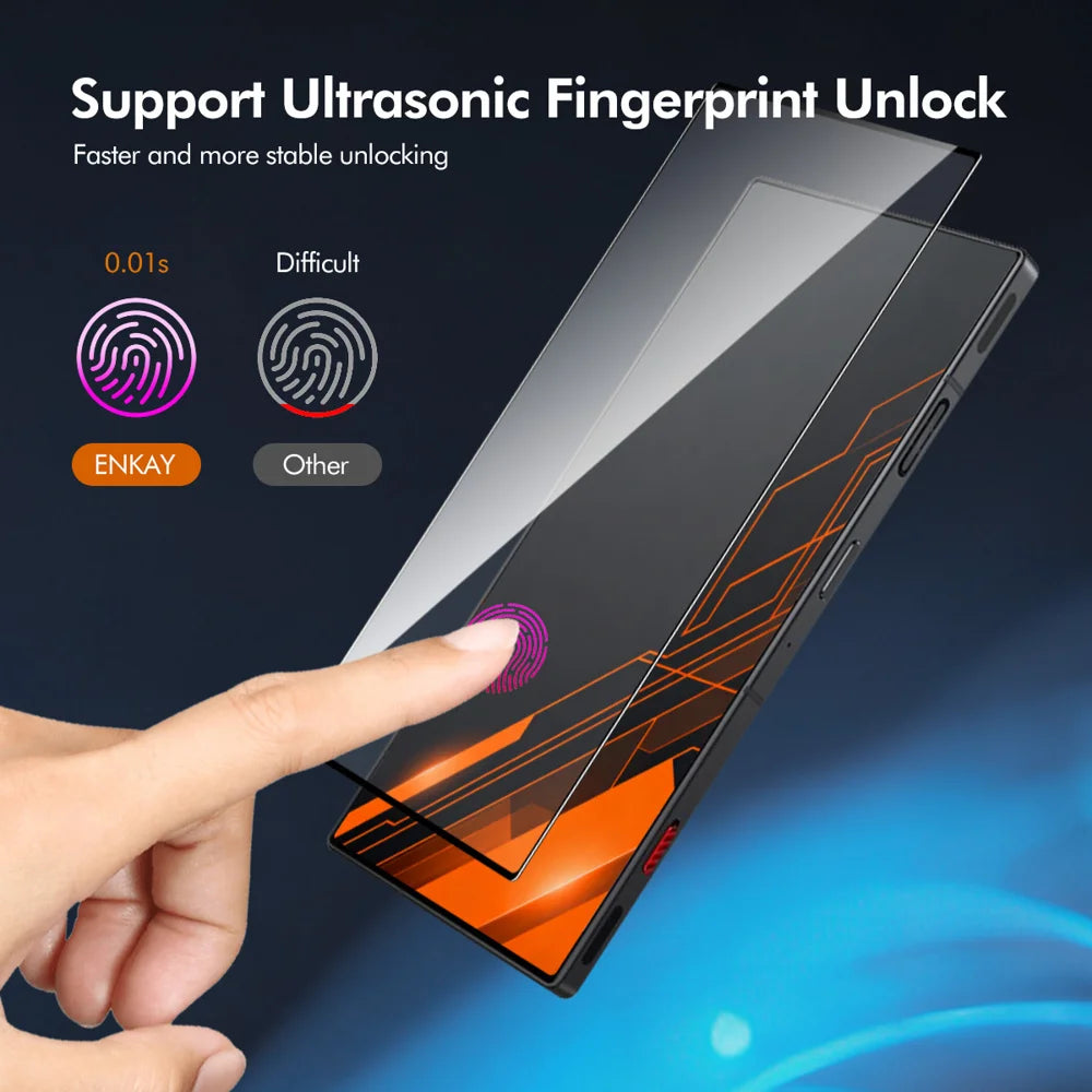 ENKAY HAT PRINCE For ZTE nubia RedMagic 11 Pro+ 5G / ZTE nubia RedMagic 11 Pro 5G Screen Protector   Silk Print 0.18mm Tempered Glass (Fingerprint Unlock) - Transparent - 2