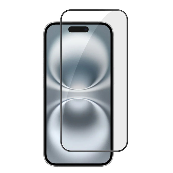 For iPhone 16 HD Full Screen Protector Silk Printing Black Edge High Aluminium-silicon Glass Film - As Shown - 1