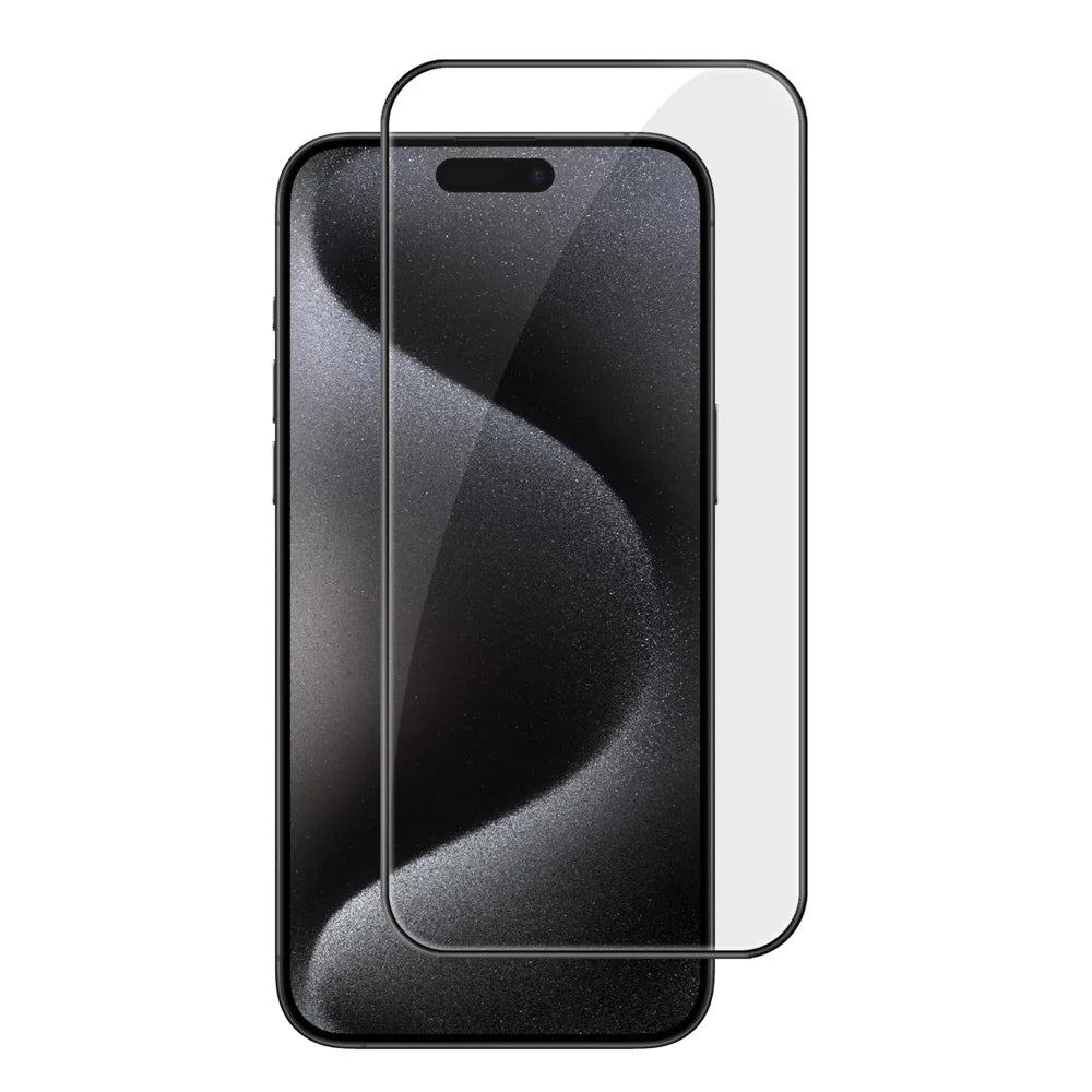 For iPhone 15 Pro Max HD Full Screen Protector Silk Printing Black Edge High Aluminium-silicon Glass Film - As Shown - 1