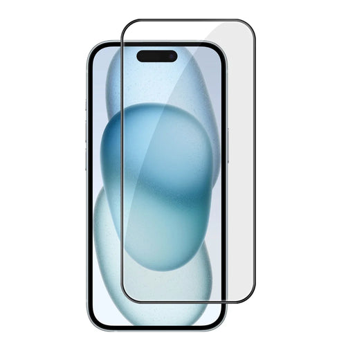 For iPhone 15 HD Full Screen Protector Silk Printing Black Edge High Aluminium-silicon Glass Film - As Shown - 1