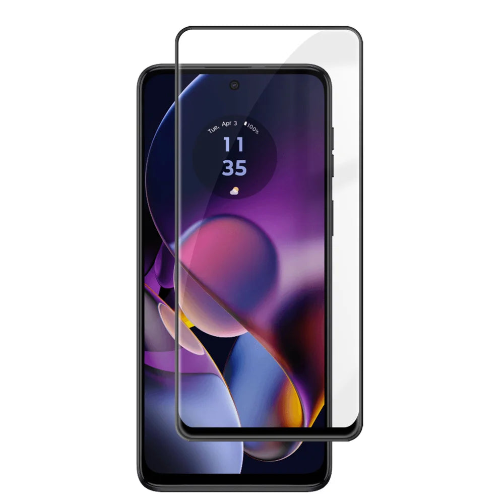 For Motorola Moto G54 5G HD Full Screen Protector Silk Printing Black Edge High Aluminium-silicon Glass Film - As Shown - 1