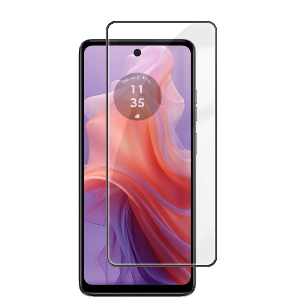 For Motorola Moto E14 4G HD Full Screen Protector Silk Printing Black Edge High Aluminium-silicon Glass Film - As Shown - 1