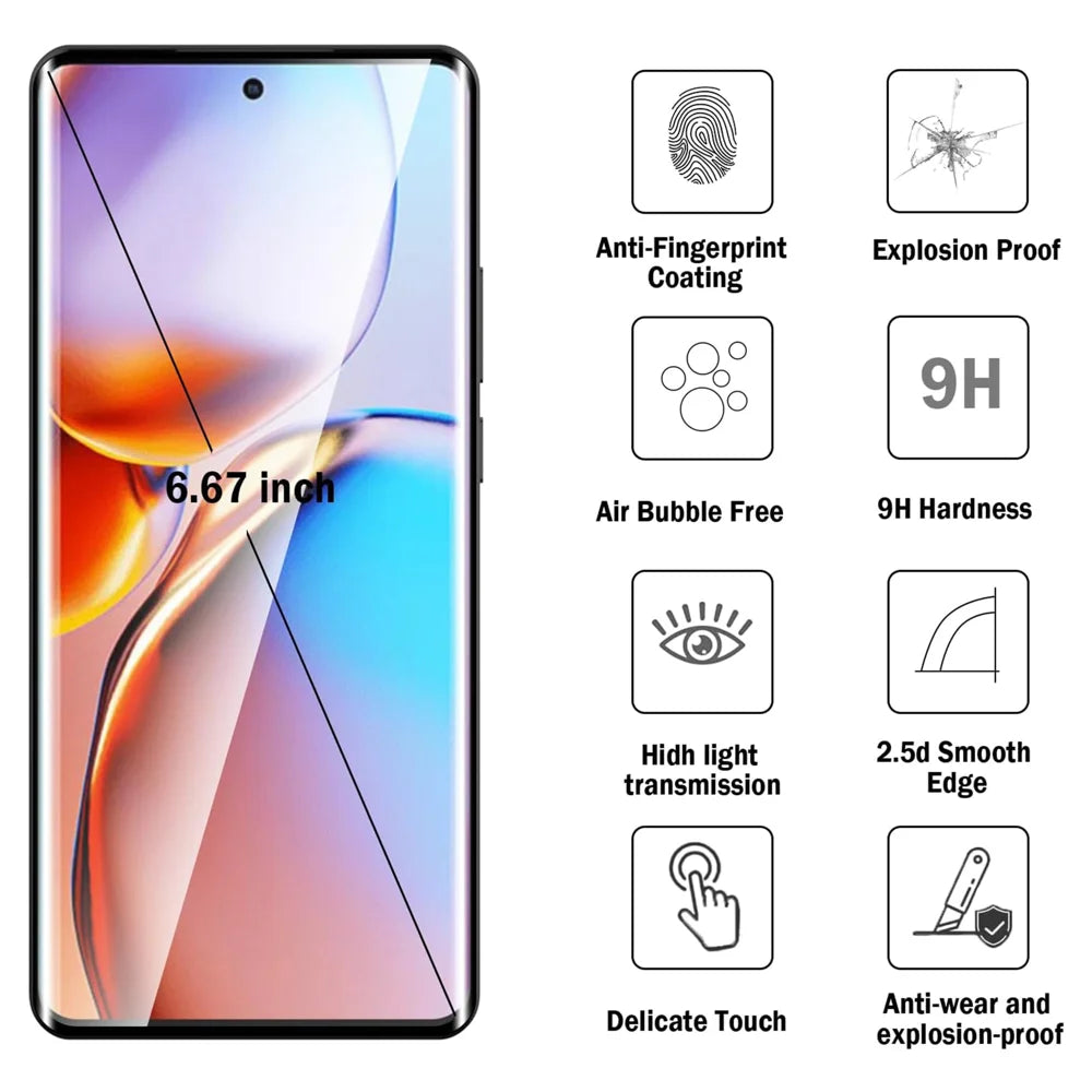 For Motorola Edge 50 Pro 5G HD Full Screen Protector Silk Printing Black Edge High Aluminium-silicon Glass Film - As Shown - 6