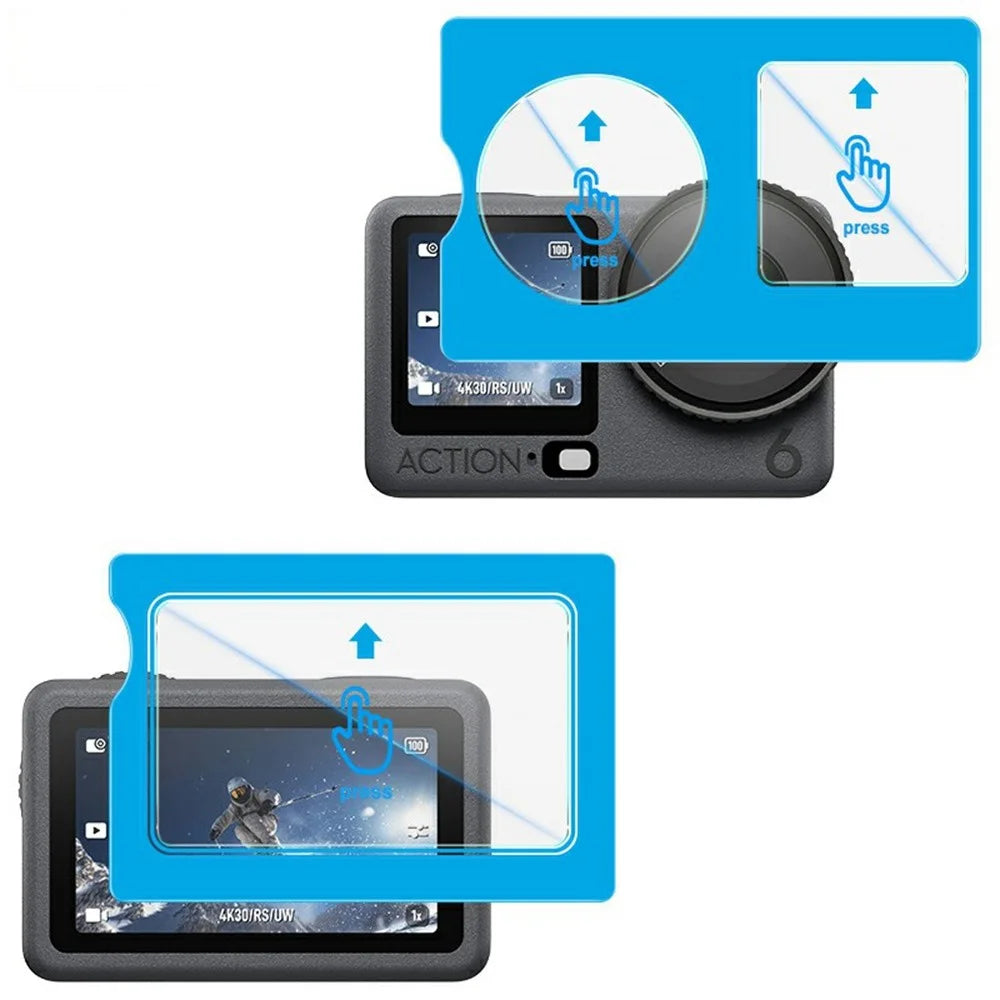 IMAK For DJI Osmo Action 6 Tempered Glass Screen Protector Set with Back / Front / Lens Protector (Self Positioning Frame) - 1