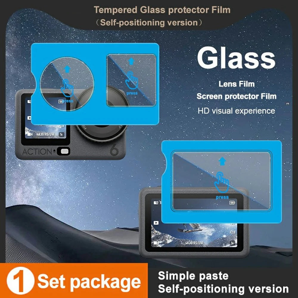 IMAK For DJI Osmo Action 6 Tempered Glass Screen Protector Set with Back / Front / Lens Protector (Self Positioning Frame) - 2
