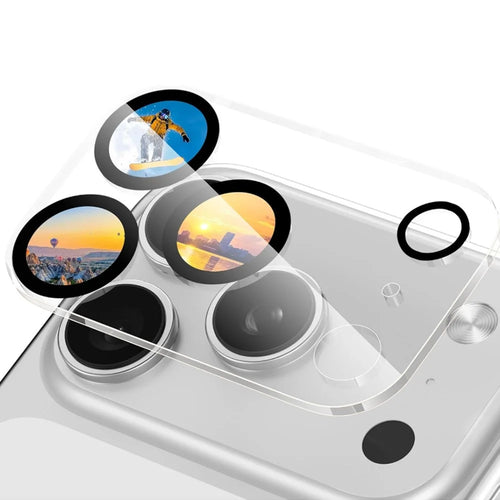 For iPhone 17 Pro Camera Lens Protector Black Ring Silk Printing Tempered Glass Acrylic Lens Film - 1