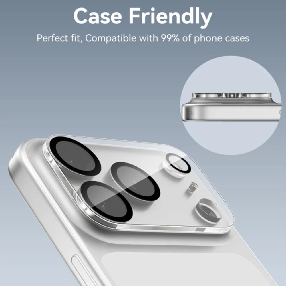 For iPhone 17 Pro Camera Lens Protector Black Ring Silk Printing Tempered Glass Acrylic Lens Film - 5
