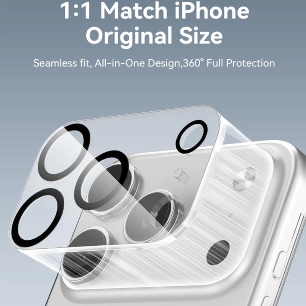 For iPhone 17 Pro Max Camera Lens Protector Black Ring Silk Printing Tempered Glass Acrylic Lens Film - 2