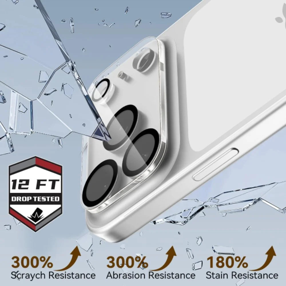 For iPhone 17 Pro Max Camera Lens Protector Black Ring Silk Printing Tempered Glass Acrylic Lens Film - 3