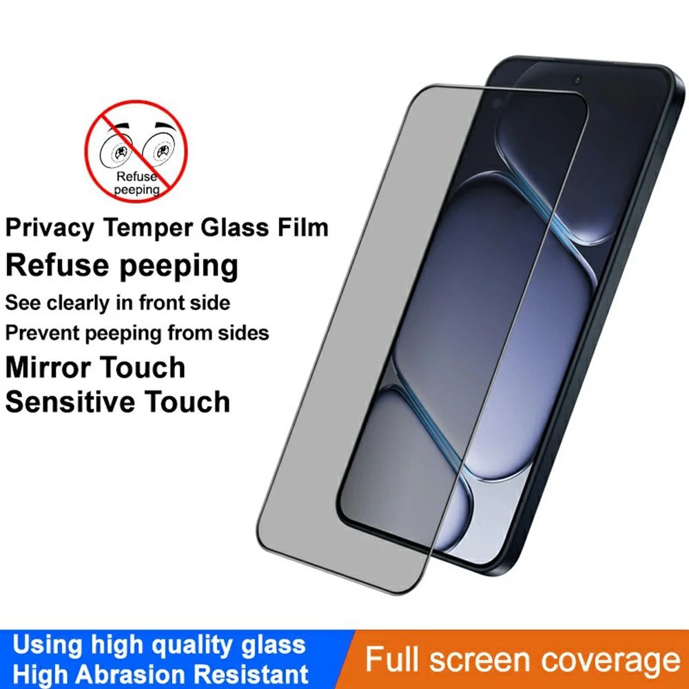 IMAK Privacy Screen Protector for OnePlus Ace 6 5G / Ace 6T 5G / 15R 5G Anti Peep Full Cover Tempered Glass Film (Fingerprint Unlock) - 3