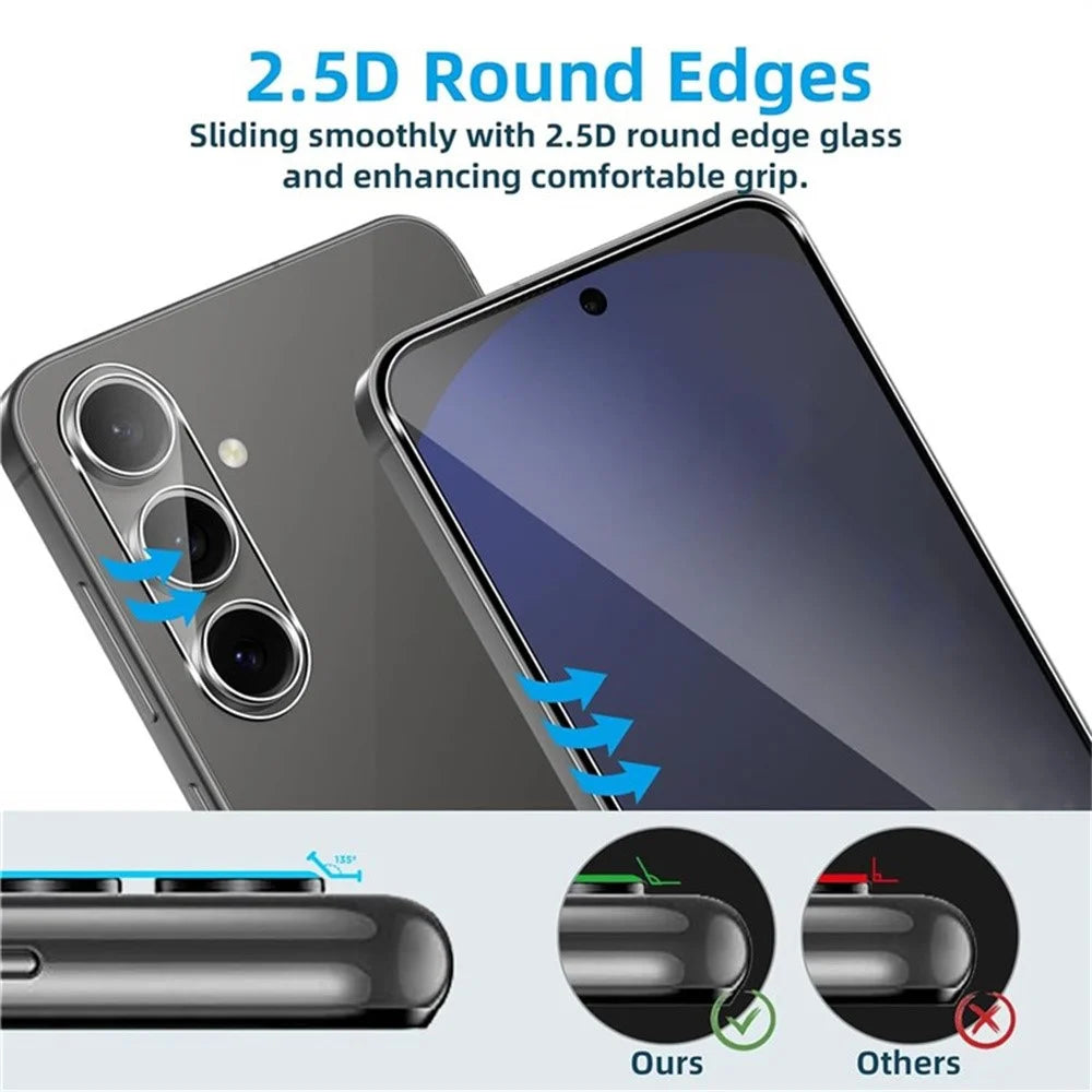 2Pcs For Samsung Galaxy A37 5G Screen Protector 2.5D Arc Edge High Clarity Tempered Glass Film with Camera Lens Film - 3