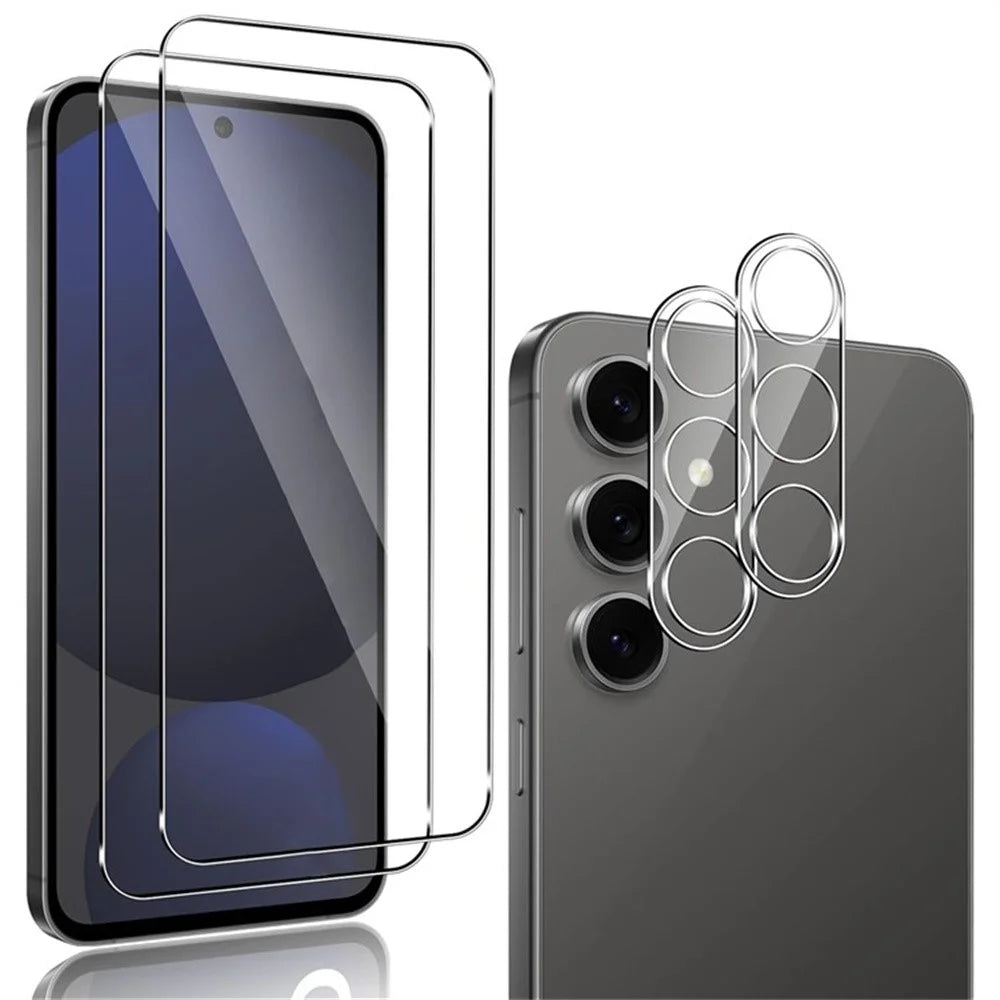 2Pcs For Samsung Galaxy A57 5G Screen Protector 2.5D Arc Edge High Clarity Tempered Glass Film with Camera Lens Film - 1