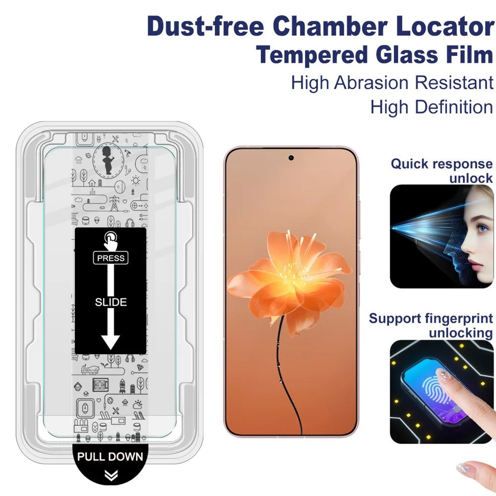 IMAK H Series For Meizu 22 Tempered Glass Screen Protector Easy Installation Film with Auto Dust-Remove Tool - Transparent Kit (NOT Complete Covering) (Fingerprint Unlock) - 3