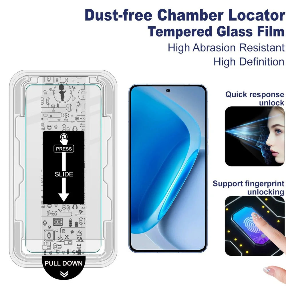 IMAK H Series For vivo iQOO Neo11 5G Tempered Glass Screen Protector Easy Installation Film with Auto Dust-Remove Tool - Transparent Kit (NOT Complete Covering) (Fingerprint Unlock) - 3
