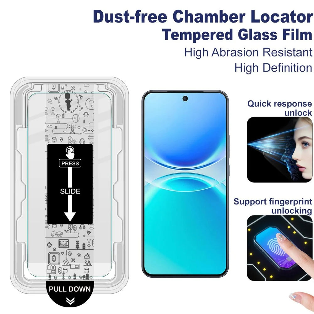 IMAK H Series For vivo Y500 Pro 5G Tempered Glass Screen Protector Easy Installation Film with Auto Dust-Remove Tool - Transparent Kit (NOT Complete Covering) (Fingerprint Unlock) - 3