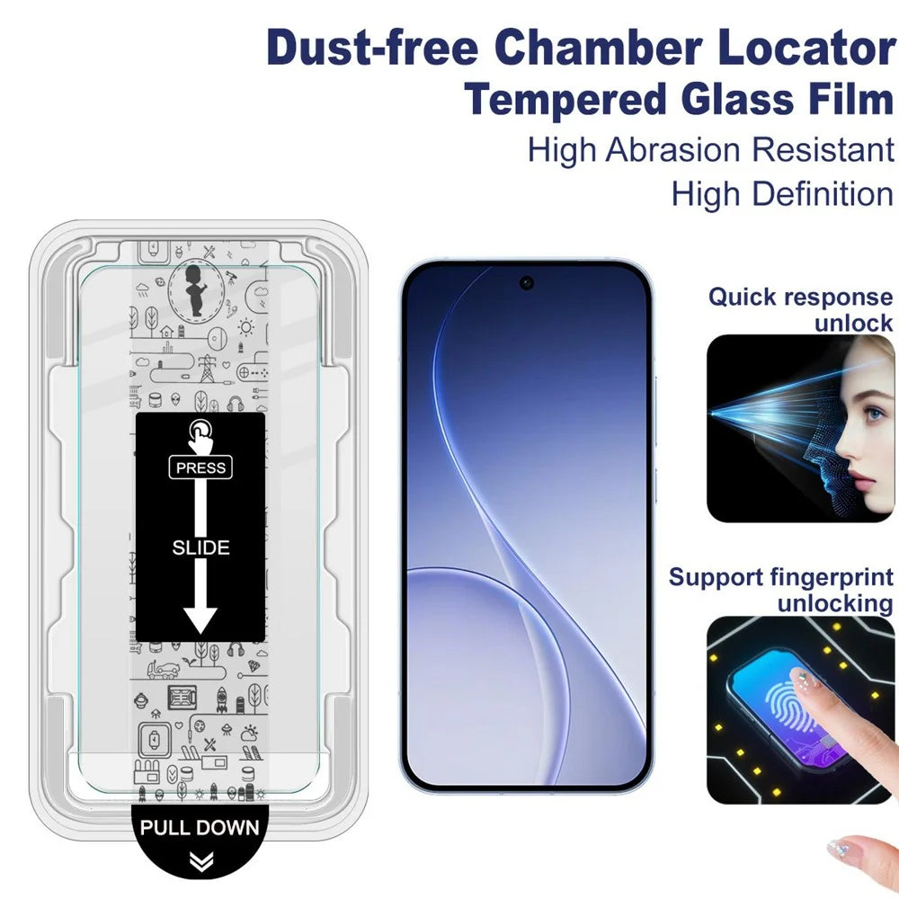 IMAK H Series For Oppo Reno15 Pro 5G (Global) / Reno15 5G (China) Tempered Glass Screen Protector Easy Installation Film with Auto Dust-Remove Tool - Transparent Kit (NOT Complete Covering) (Fingerprint Unlock) - 3