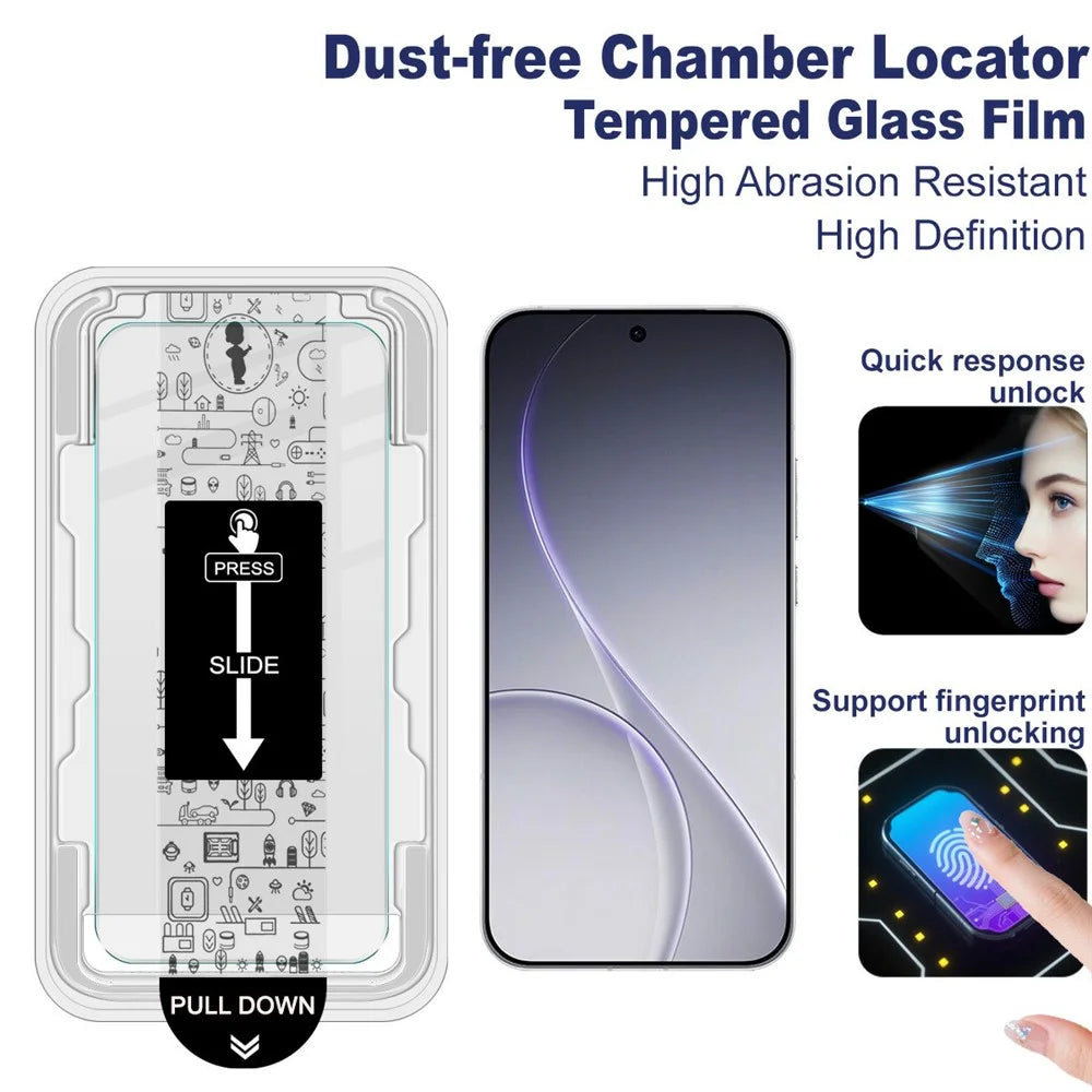 IMAK H Series For Oppo Reno15 Pro Max 5G (Global) / Reno15 Pro 5G (China) Tempered Glass Screen Protector Easy Installation Film with Auto Dust-Remove Tool - Transparent Kit (NOT Complete Covering) (Fingerprint Unlock) - 3
